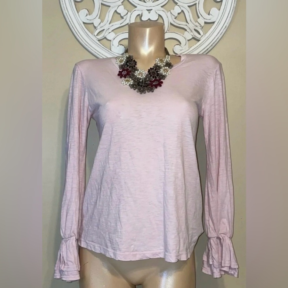 Sundry womens shirt 1 small 4 6 top Pima long sleeve poet flutter cuff pink NWT